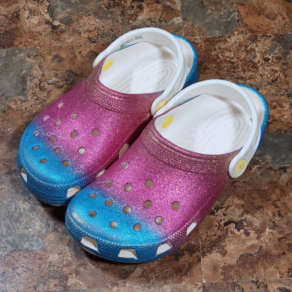 CROCS Shoes Crocs Kids Classic Clogs Black Glitter Slipon Shoes